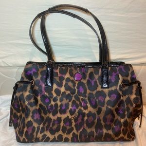Coach Ocelot Sateen Satchel Carryall Purple Black